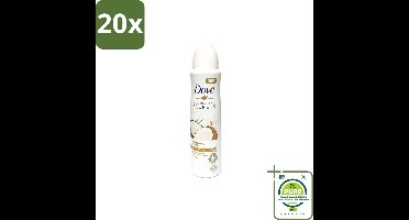 20 x Dove – Deodorant Spray – Restoring Ritual Cocos & Jasmijn – 150 ml - Grootverpakking - Deodorant Spray - Okselverzorging - Kokos En Jasmijn - Alcoholvrije Deodorant - Huidverzorging