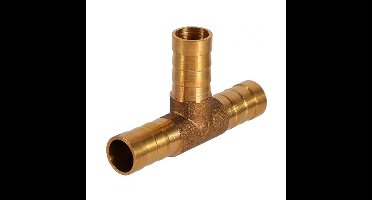 KARZO - 3-weg slangaansluiting, messing T-stuk 3-weg brandstofslangaansluiting voor perslucht-, olie- en gasleiding (10 mm)