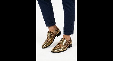 Herenschoenen - Foute Party - Panter Schoenen - Metallic Goud - Maat 46
