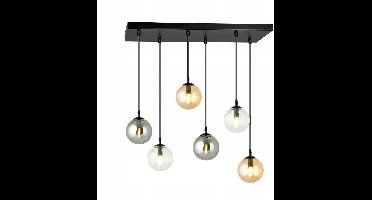 VEGAS Hanglamp met glazen kap - 6xE14 - Verstelbaar - 3 kleuren