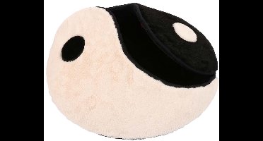 Coockoo Zen Zone Kattenplaid - Zachte Pluche Rustplek voor 2 Katten - Wasbaar - Ø60cm - Zwart/Wit