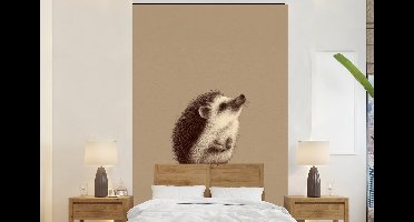 Behang - Fotobehang Egel - Snuitje - Bruin - Stekels - Breedte 145 cm x hoogte 220 cm