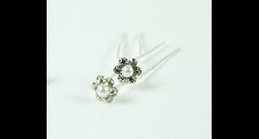 Haarpinnen parel middel met strass