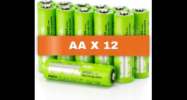 100% PeakPower oplaadbare batterijen - NiMH AA batterij mignon 2300 mAh - 12 stuks