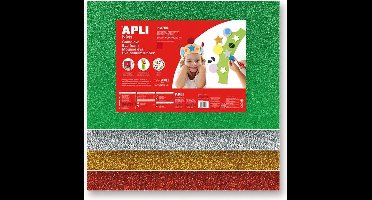 Apli Kids EVA Foam vellen 60 x 40 cm assorti glitter - 5 vel