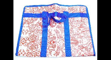 Kitsch Kitchen grote weekendtas - wit -blauw met bloemenprint