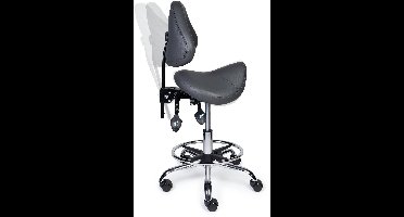 Ergonomische Zadelkruk met Rugleuning Expert Grijs op Wielen Standaard uitvoering (50-68cm) / Zonder voetensteun / Standaard wielen