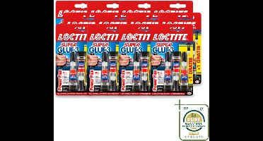 12 x Loctite - Secondelijm - Power Flex - 3 Lijmtubes - Wasstrips - Secondelijm - Power Flex - Lijm - Hechting - Rubber