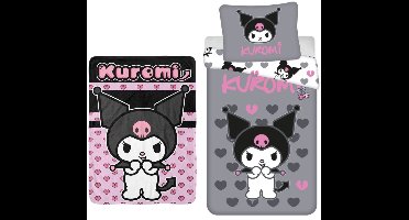 Kuromi slaapkamerset; dekbedovertrek en fleece deken