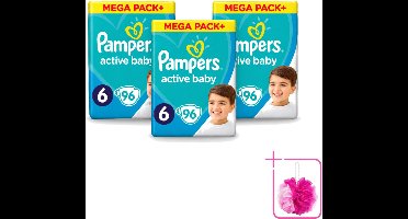 3 x Pampers - Active Baby - Luiers - Maat 6 (13-18 kg) - Extra Groot - 96 Luiers - Bulkverpakking - Luiers voor baby - Douchemop - Droge luiers