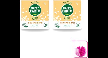 2 x Happy Earth – Shampoo Bar – 100% Natuurlijk Baby & Kids – 50 g - Bulkverpakking - Baby haar verzorging - Douchemop - Kind haar shampoo