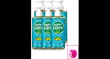 6 x Happy Earth – Handzeep – 100% Natuurlijk Cedar Lime – 300 ml - Bulkverpakking - Natuurlijke handzeep - Douchemop - Vegan handzeep
