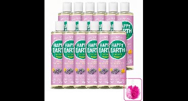 12 x Happy Earth – Douchegel – 100% Natuurlijk Lavender Ylang – 300 ml - Bulkverpakking - Douche gel - Douchemop - Natuurlijke douche