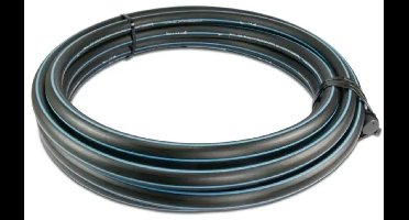 PE80-waterleiding 25 x 2,3 mm, SDR 11, 12,5 bar, zwart/blauw, 1 m