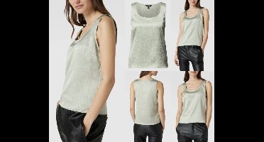 Ralph Lauren blouse groen mouwloos met U-hals en structuurmotief voor dames - L