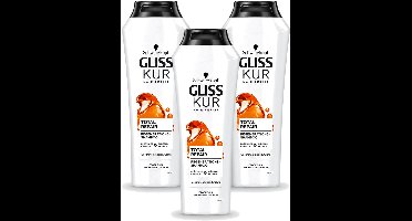 3 x Gliss Kur - Shampoo - Vrouwen - Hydraterende Verzorging - 250 ml - Voordeelverpakking - 3 stuks