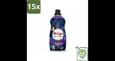 15 x Robijn – Vloeibaar Wasmiddel – Klein & Krachtig Black Velvet – 1,19 L - Grootverpakking - Vaatwasstrips - Zwarte Was - Donker Was - Wasmiddel Zwart - Kleurbehoud - Wasmiddel Donker