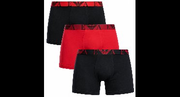 Armani boxershorts 3-pack met EA logo band rood-zwart