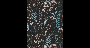 BLOEMEN BEHANG | Romantisch - Zwart Roze Blauw Wit Metallic - A.S. Création Attractive 3