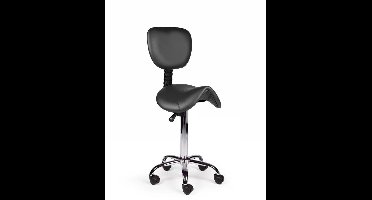 Ergonomische Zadelkruk met Rugleuning Zwart op Wielen Laag (40-57cm) / zonder Voetsteun / Standaard wielen
