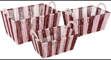 Atmosphera Chéri Opbergmanden - Set van 3 stuks -37x18x27cm - Roze