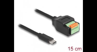 Delock USB 2.0 Cable USB Type-C™ male to Terminal Block Adapter with push button 15 cm