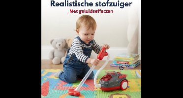 Dirt Devil Speelgoed Stofzuiger met Slang - met Geluidseffecten en Wervelende Deeltjes - Draadloos Schoonmaak Speelgoed Jongens en Meisjes vanaf 3 Jaar - 88 x 15 x 12.5 cm - Rood/Grijs