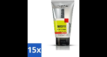 15 x L'Oréal Paris - Studio Line Invisi Fix 24h Clear & Clean - Wax - Super Sterke Fixatie - 150 ml - Voordeelverpakking - 15 stuks
