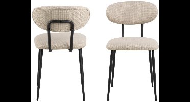 Eetkamerstoel Stof Beige - 44x53x78,5cm - 6 kg - Surat - Set van 2