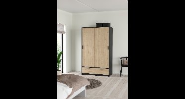Giga Living Kledingkast Line - Zwart - 120x200x60cm