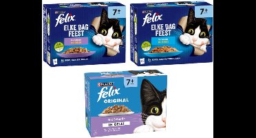 Felix Original Elke Dag Feest Senior 7+ - Proefpakket - 3060g (3x12x85g)