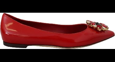 Patent Leather Ballerinas Red Crystal Wo Flat Shoes