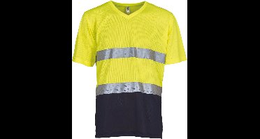 Yoko Top Cool - Hi-Vis T-shirt V-hals YHVJ910 - Hi Vis Yellow / Navy - M