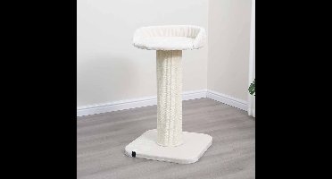Ebi Sydney Krabpaal - Stevige Krabpaal voor Grote Katten - Extra Dikke Stam Ø19cm met Ligbed - 56x56x90cm - Crème