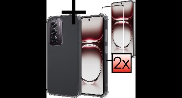 Hoesje - Met Screenprotector - 2 Stuks - Geschikt voor OPPO Reno 12 - Sterk & Shockproof - Siliconen Case - Back Cover - Telefoon Hoes - Shock Proof - Transparant