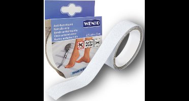 Wenko - Anti Slip Strip Tape Zelfklevend - 5M x 2,5 CM - Antislip Tape voor Trap, Vloer, Drempel, - Waterproof - voor Binnen en Buiten - BPK