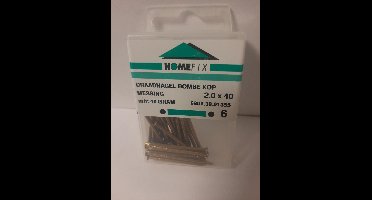 Homefix Draadnagel Bolkop 2.0 x 40 mm lang messing. Spijkers.