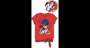 Miraculous Ladybug T-shirt - LOVE met knoop - rood - maat 104 (4 jaar)