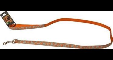 Hondenriem- Nylon/PU - Reflecterend oranje - 15MM x 130CM