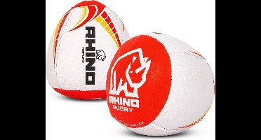 Rhino rugby training bal Reflex wit-rood maat 5 rebound grip.