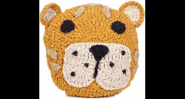 Kidsdepot - sierkussen - luipaard- gebreid katoen - diameter 38 cm