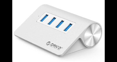 Orico - Aluminium USB 3.0 hub met 4 poorten – 5Gbps – Mac Style – LED-indicator – Geschikt voor Windows, Linux en Mac OS - USB 3.0 kabel van 100 cm - Zilver