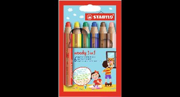 Kleurpotloden STABILO 880 woody 3 in 1 assorti etui à 6 stuks