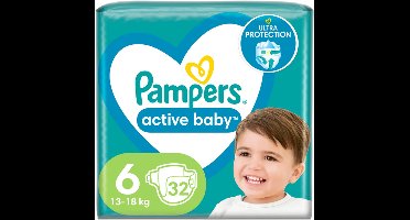 Pampers Active Baby – Maat 6 - Luiers - 13‑18 kg - 32 Stuks
