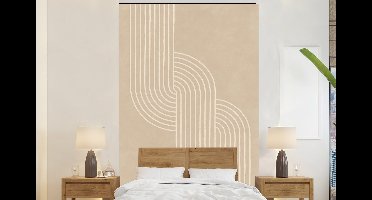 Behang - Fotobehang Parallelle lijnen - Lichte textuur - Beige - Breedte 145 cm x hoogte 220 cm