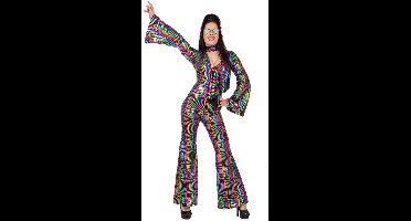 Disco Jumpsuit Rainbow Met Hoofdband - Maat 44
