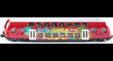 SIKU 1791, Dubbeldekker-trein, schaal 1:87, metaal/kunststof, rood, graffiti-look
