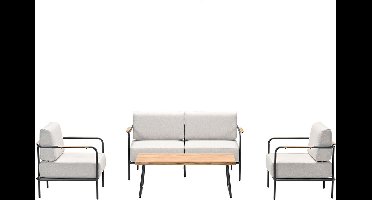 Lisboa loungeset - 4-delig - carbon black - teak look