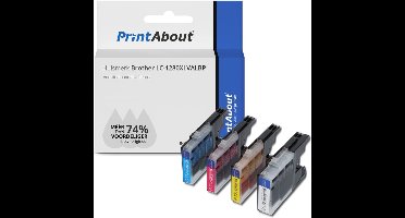 PrintAbout - Inktcartridge / Alternatief voor de Brother LC-1280XLBK / 4 Kleuren