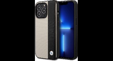 BMW Back Cover Telefoonhoesje voor Apple iPhone 14 Pro - Beige PU Leer - Bescherming & Stijl